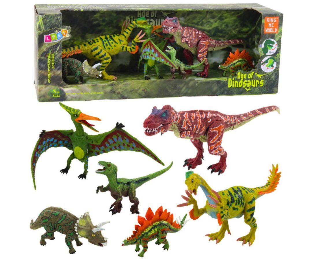 Muinasjutuline dinosauruse figuur liigutatavate jalgadega lähivaates