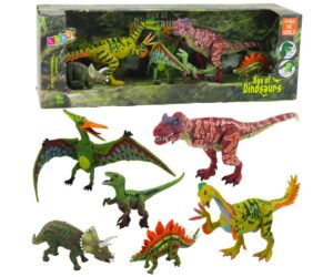 Muinasjutuline dinosauruse figuur liigutatavate jalgadega lähivaates