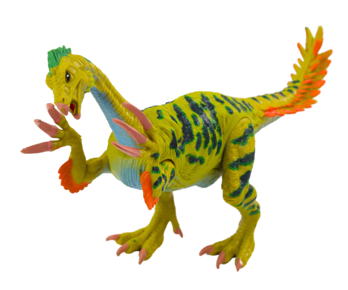 Dinosauruse mänguasi avatud lõuaga, detailne nahatekstuur