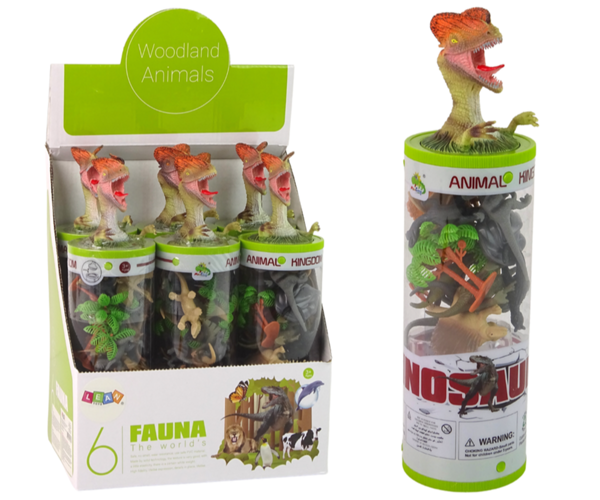 Väikeste dinosauruste, puude ja kivide kogu mängimiseks