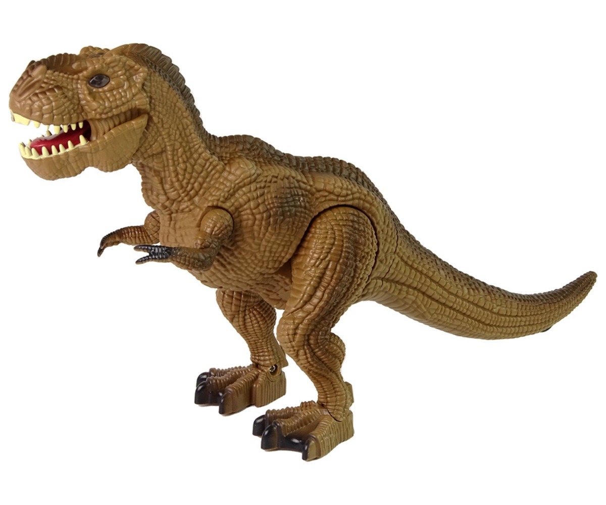 Pruun puldiga juhitav T-Rex dinosaurus LED-silmadega