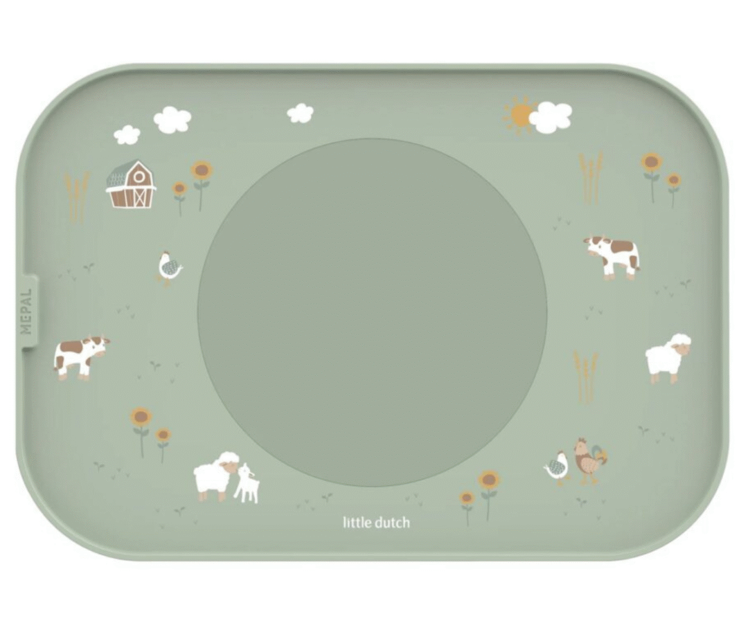 Little Farm söögialus söögilaual koos libisemisvastase rõngaga.