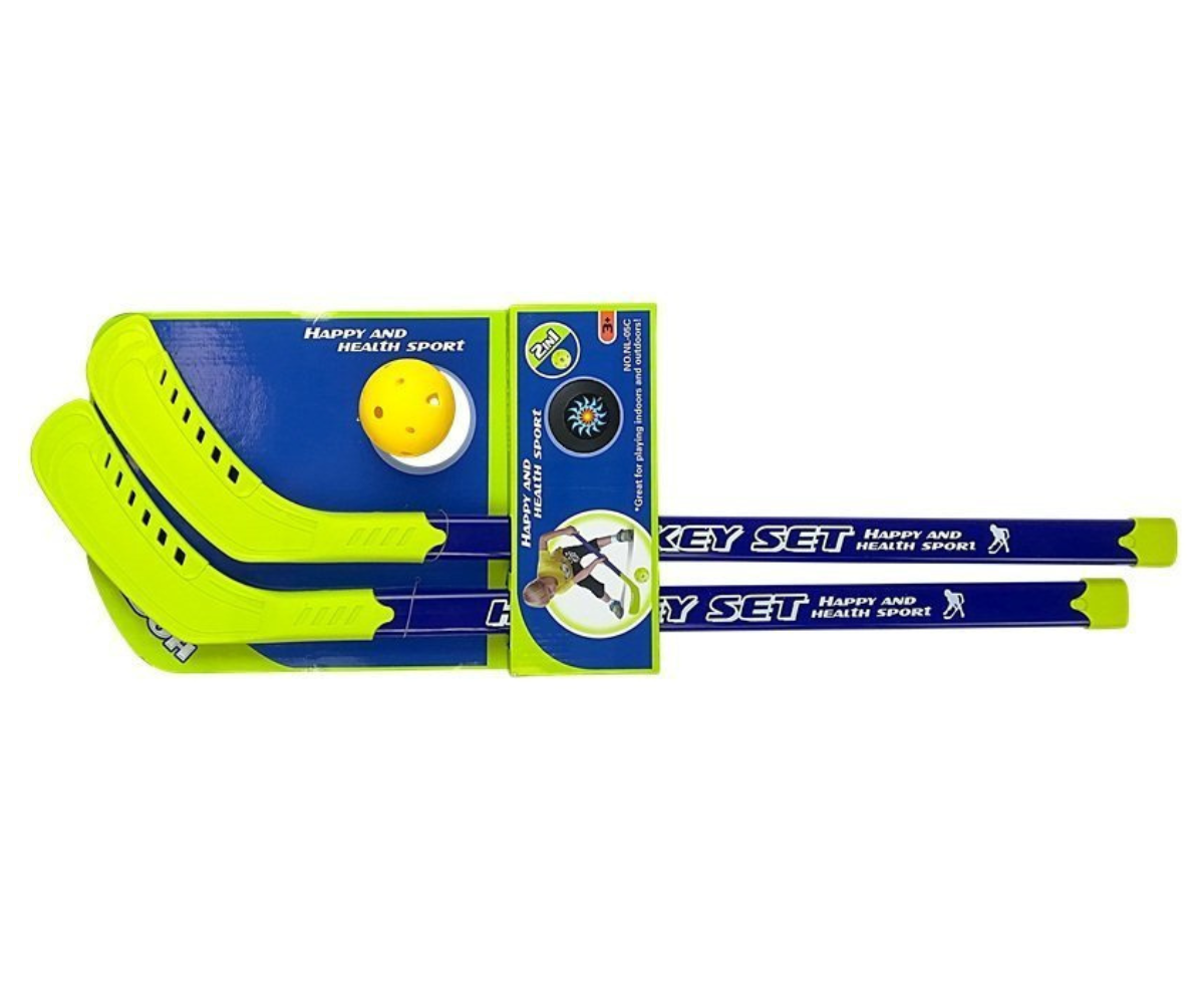 Laste hokikeppide komplekt kahe kepi ja põrkepalliga.