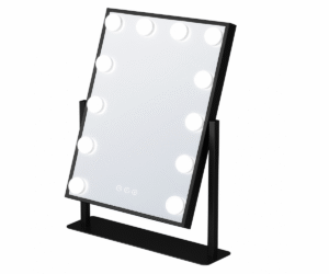 Must Hollywoodi meigipeegel 12 LED-pirniga eestvaates