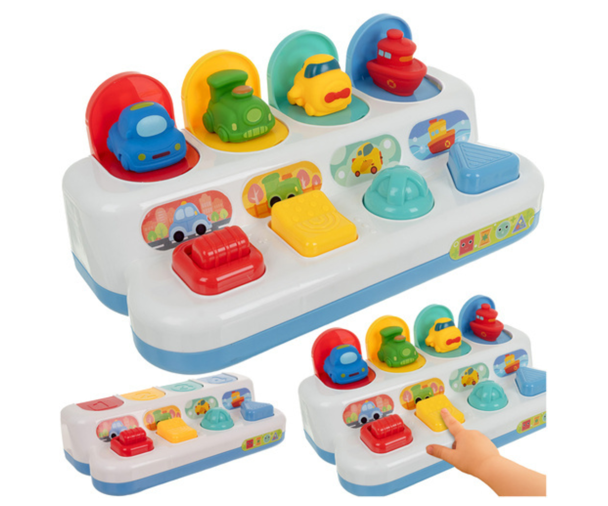 KRUZZEL arendav hüppavate autodega mänguasi nelja värvilise sõidukiga.