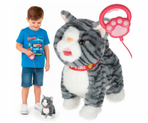 Interaktiivne kõndiv kass rihmaga – hall