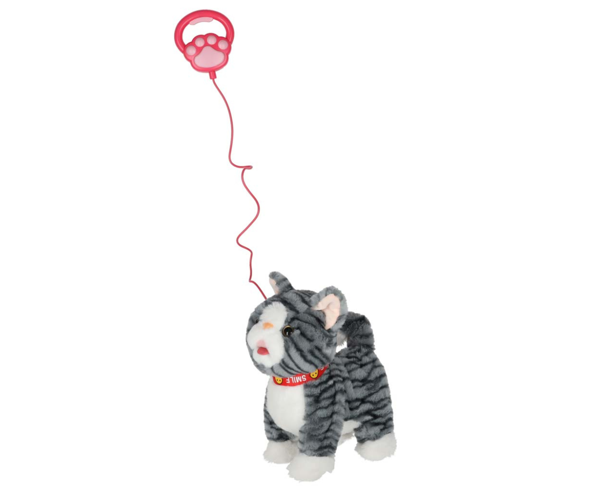 Interaktiivne kõndiv kass rihmaga – hall