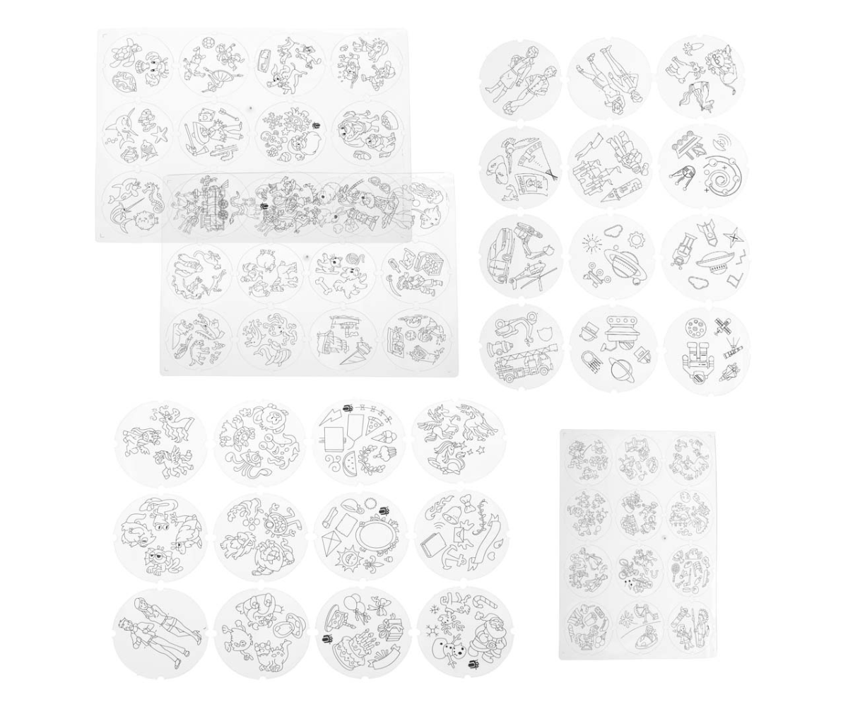 Sinine joonistuslaud koos kollase-sinise projektoriga.