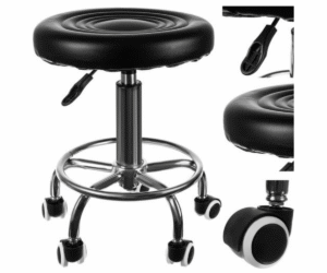 Must juuksuritooli taburet SF23505 jalarõnga ja ratastega