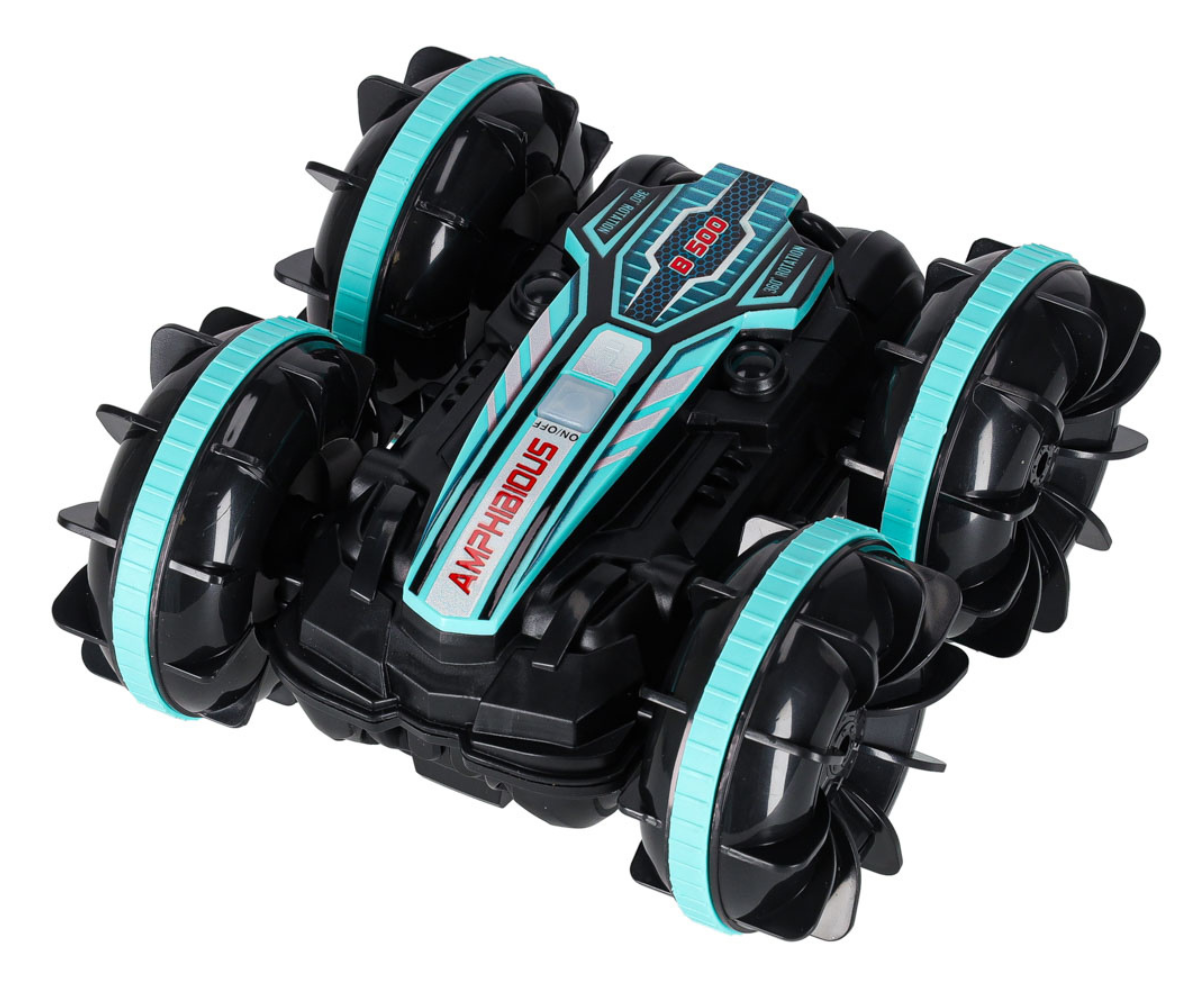 Laps juhib amfiibautot randmeliigutustega kasutades käerõngast.