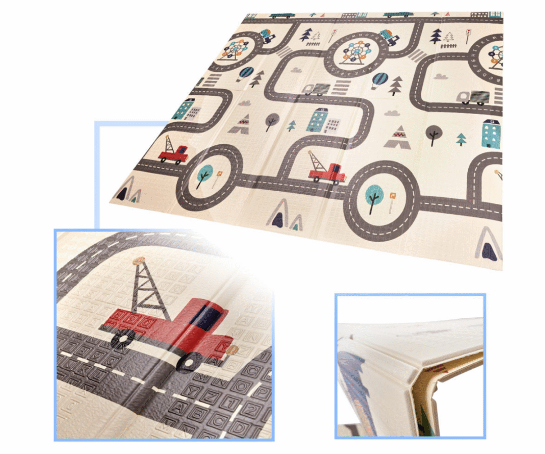 Vahtmati tänavateemaline pool teede ja ristmikega mänguautode jaoks.