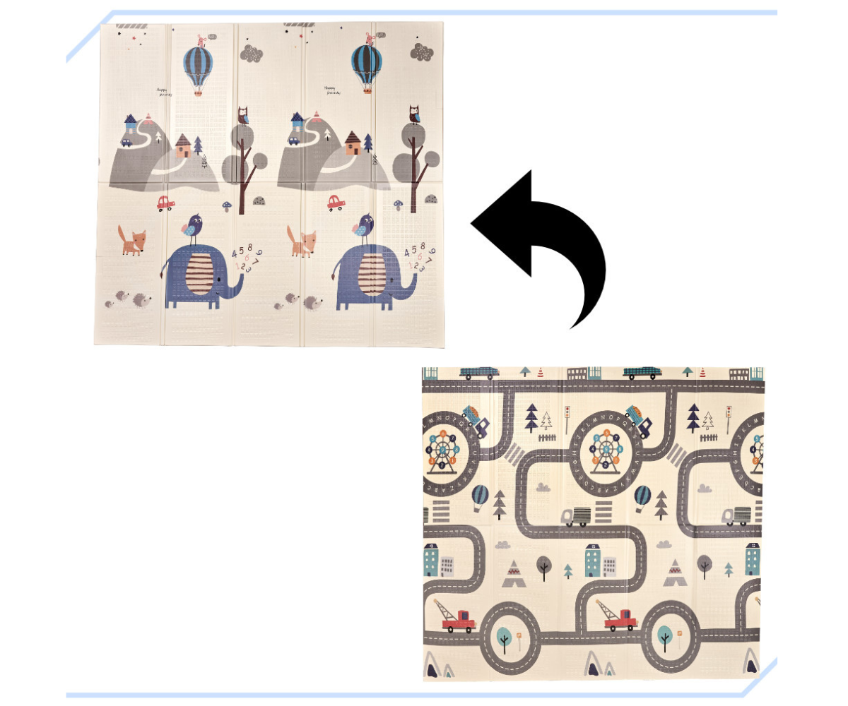 Vahtmatt põrandal laotatult, nähtav 1 cm paksus ja pehme tekstuur.