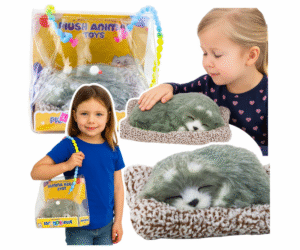 Realistlik magav husky padjal halli ja valge karvkattega