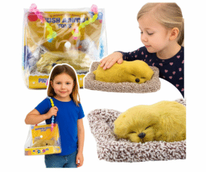 Realistlik magav labrador padjal helepruuni karvkattega