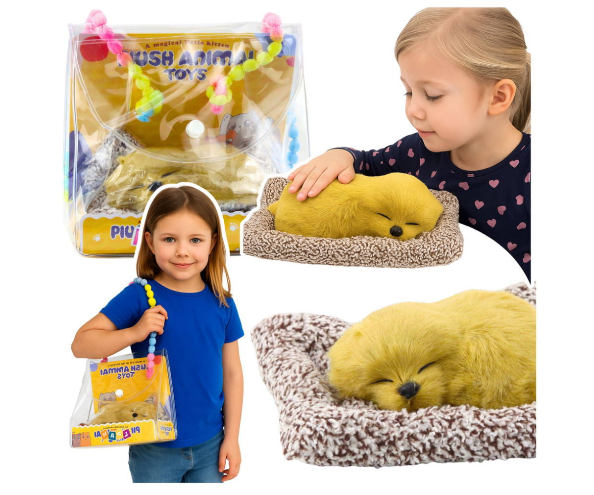 Realistlik magav labrador padjal helepruuni karvkattega