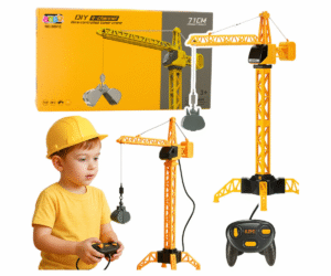 Kogu komplekt: kraana, juhtpult ja tarvikud pakendi kõrval.