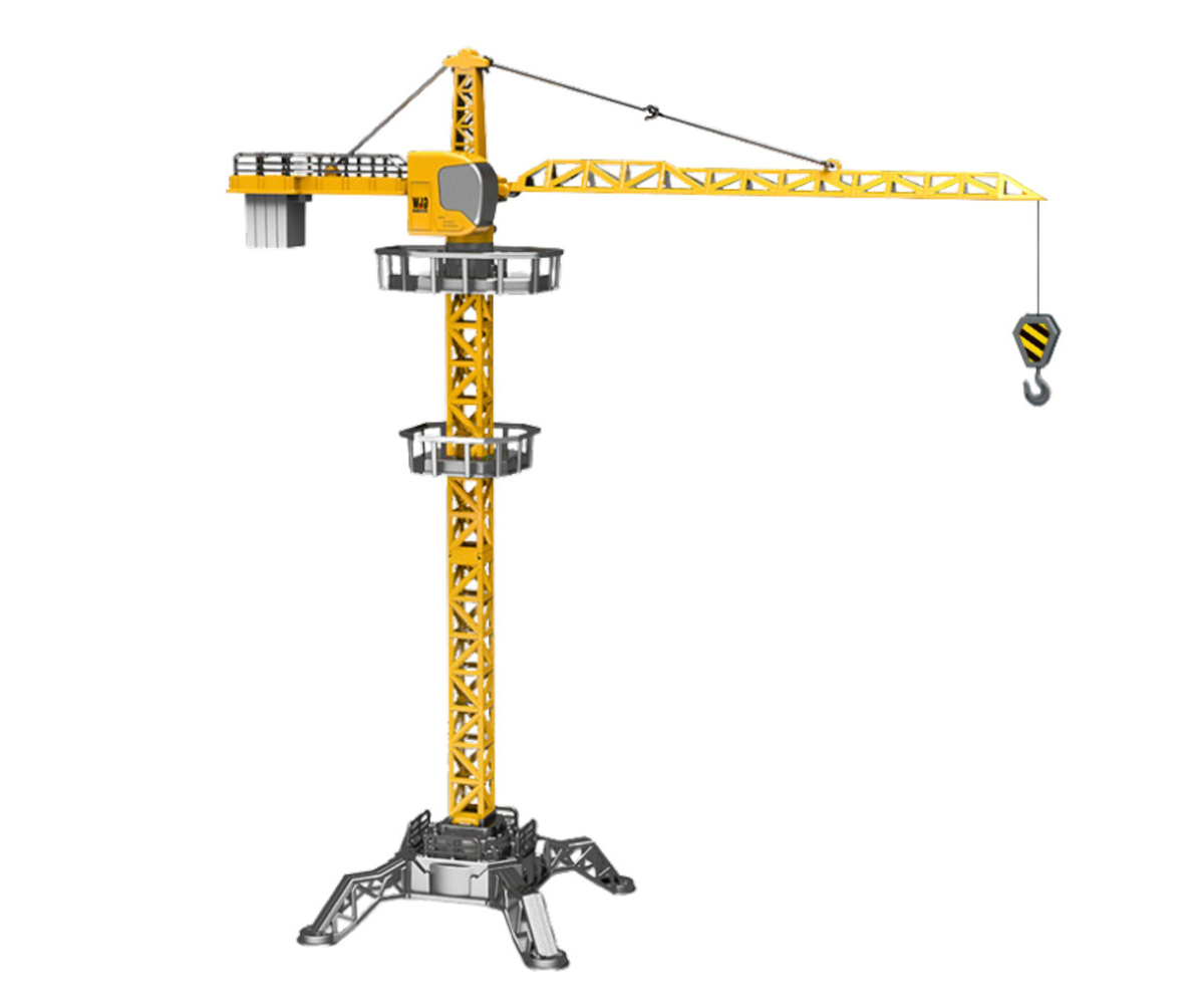 Ehituskraana 1:36 mudel tööasendis, konks ja tõsteplatvorm nähtaval