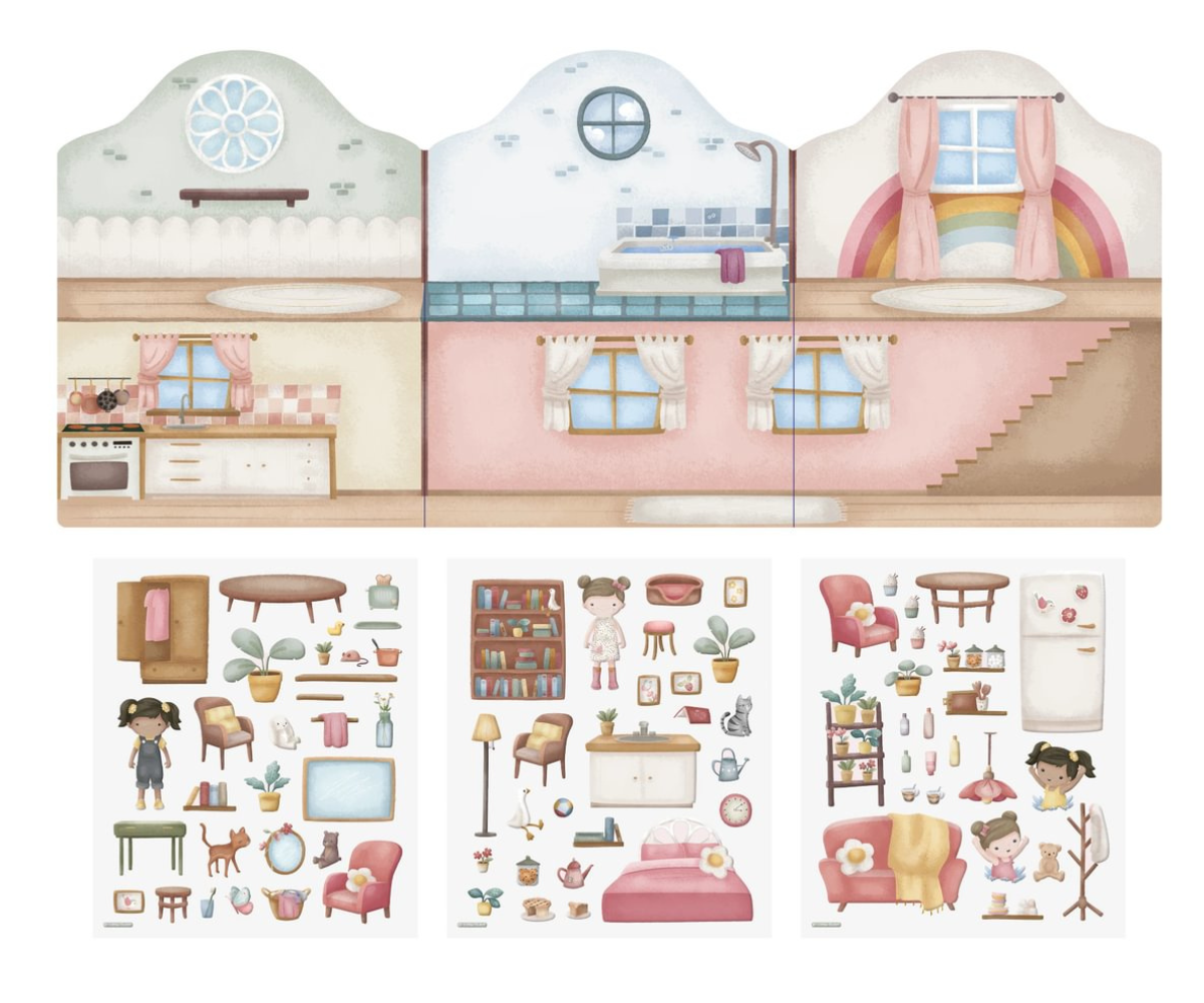 Laps mängib Little Dutch kleebiste vihikuga ja loob oma loo