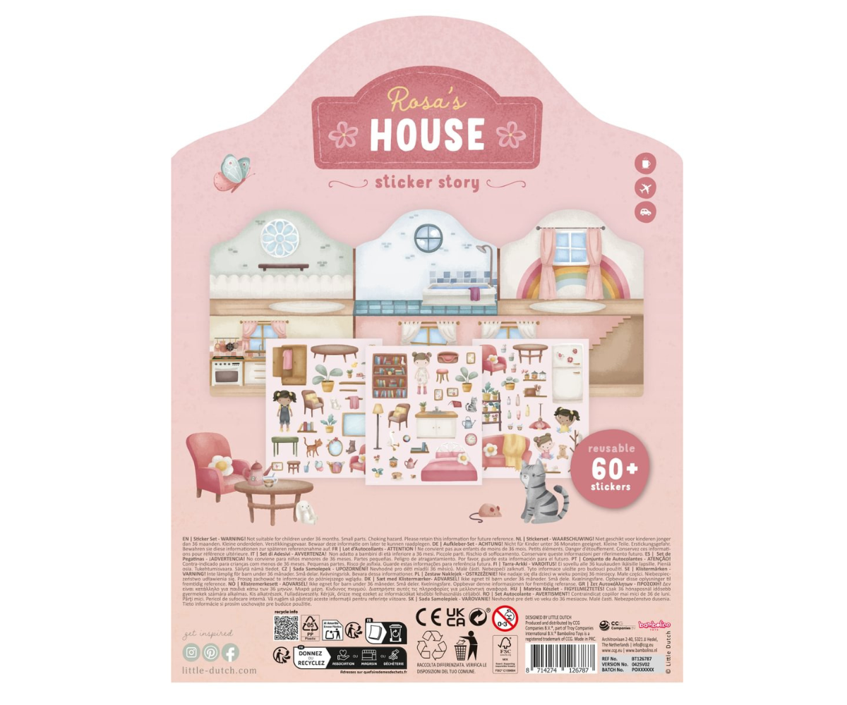 Kleebiste vihik koos üle 60 korduvkasutatava kleepsu ja kahe taustapildiga