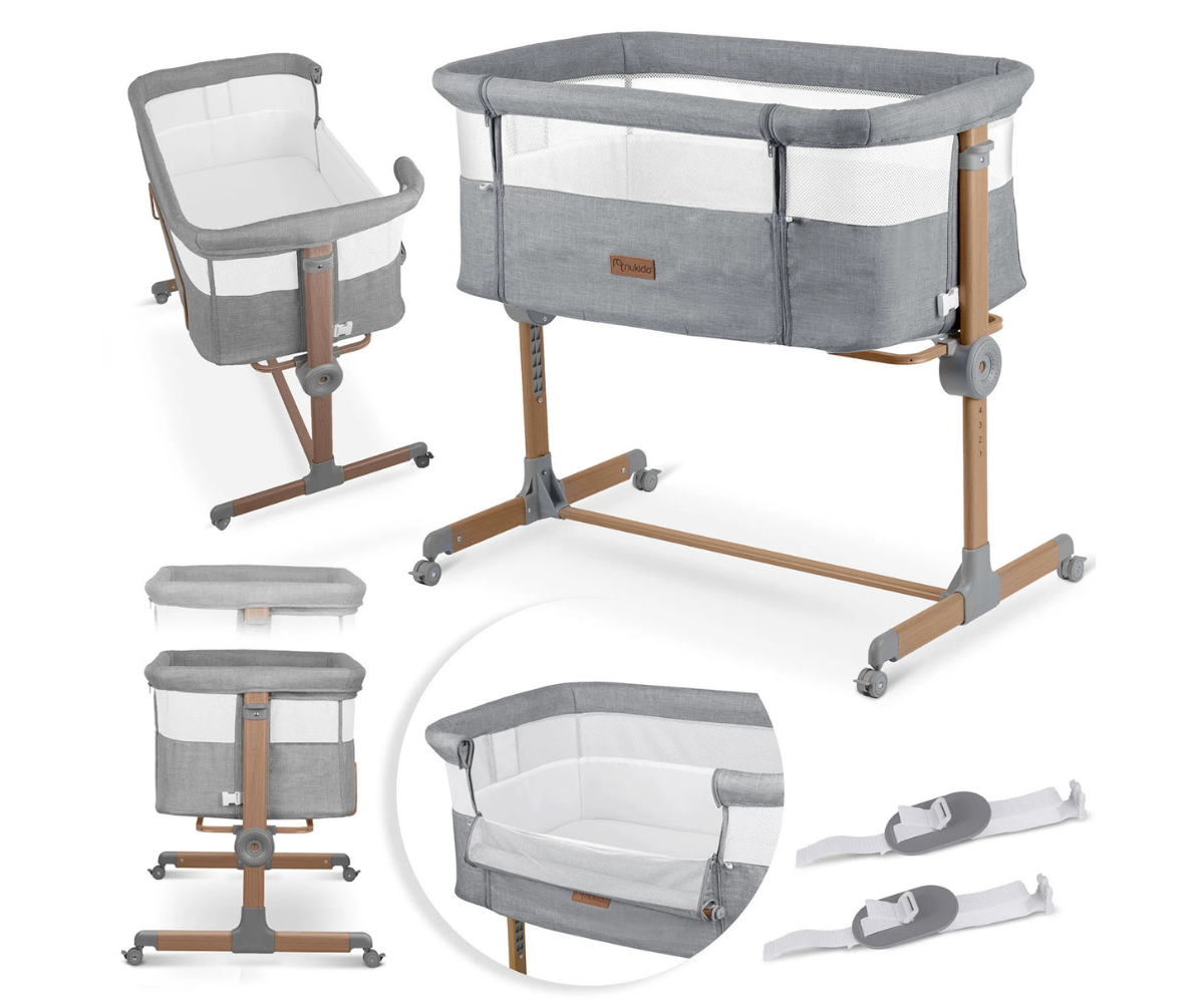 Kokkupandav beebivoodi Nukido NK-243 hallis toonis ratastega