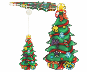 LED jõulupuu rippkaunistus aknal, valgustatud “Merry Christmas” tekstiga.