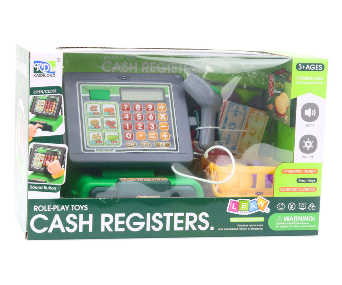 Mängukassa komplekt värvilises karbis valguse ja heliefektidega.