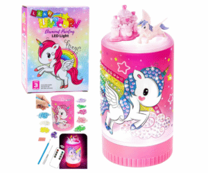 Ükssarviku teemaline loov öölamp teemantkaunistustega ja kaugjuhtimispuldiga.