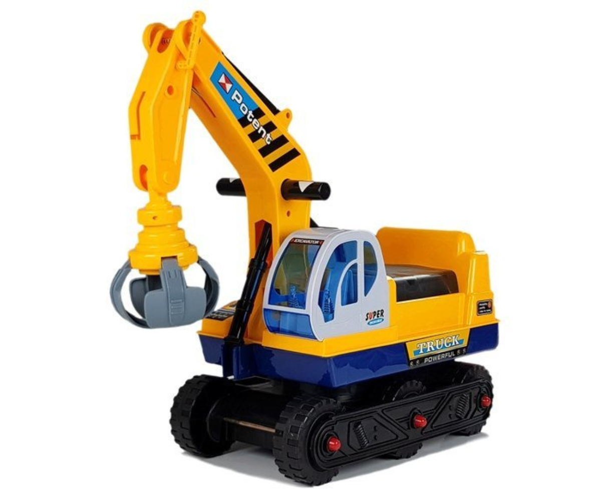 Kollase ekskavaatori liigutatav käsi ja haarats detailvaates.