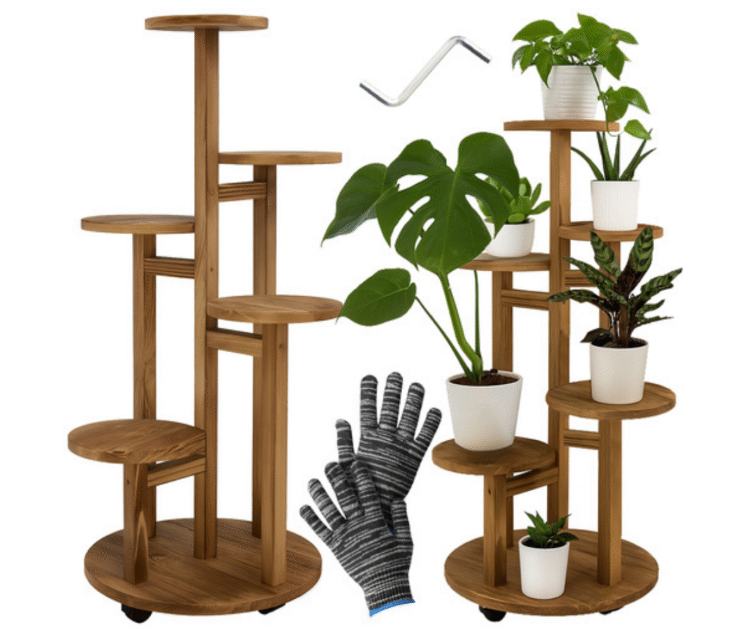 Ruhhy puidust lillealus 86 cm kõrgune kuue tasemega taimealus