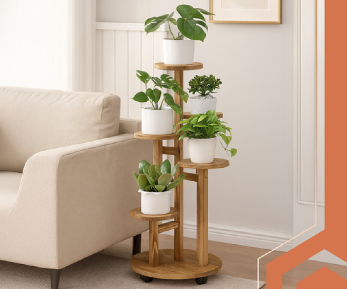 Mitmetasandiline puidust lillealus 7 lillepotile – Ruhhy