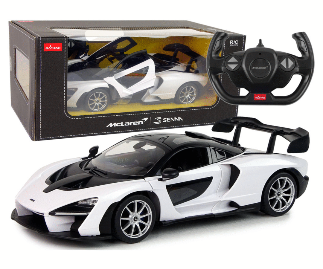 Puldiga mänguauto McLaren Senna Rastar 30cm - valge