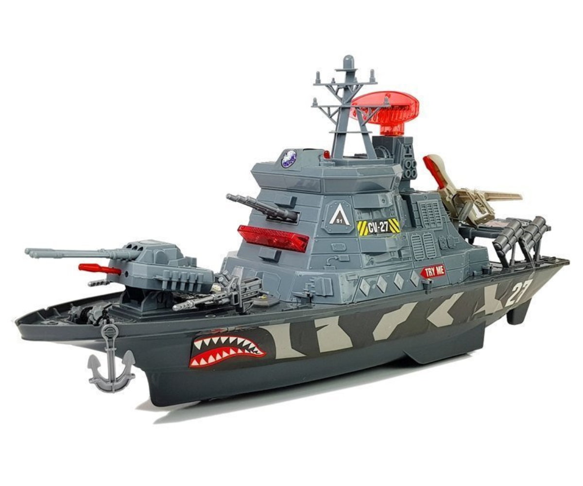 Detailne sõjalaev, millel on helinupud ja valgustusega radar