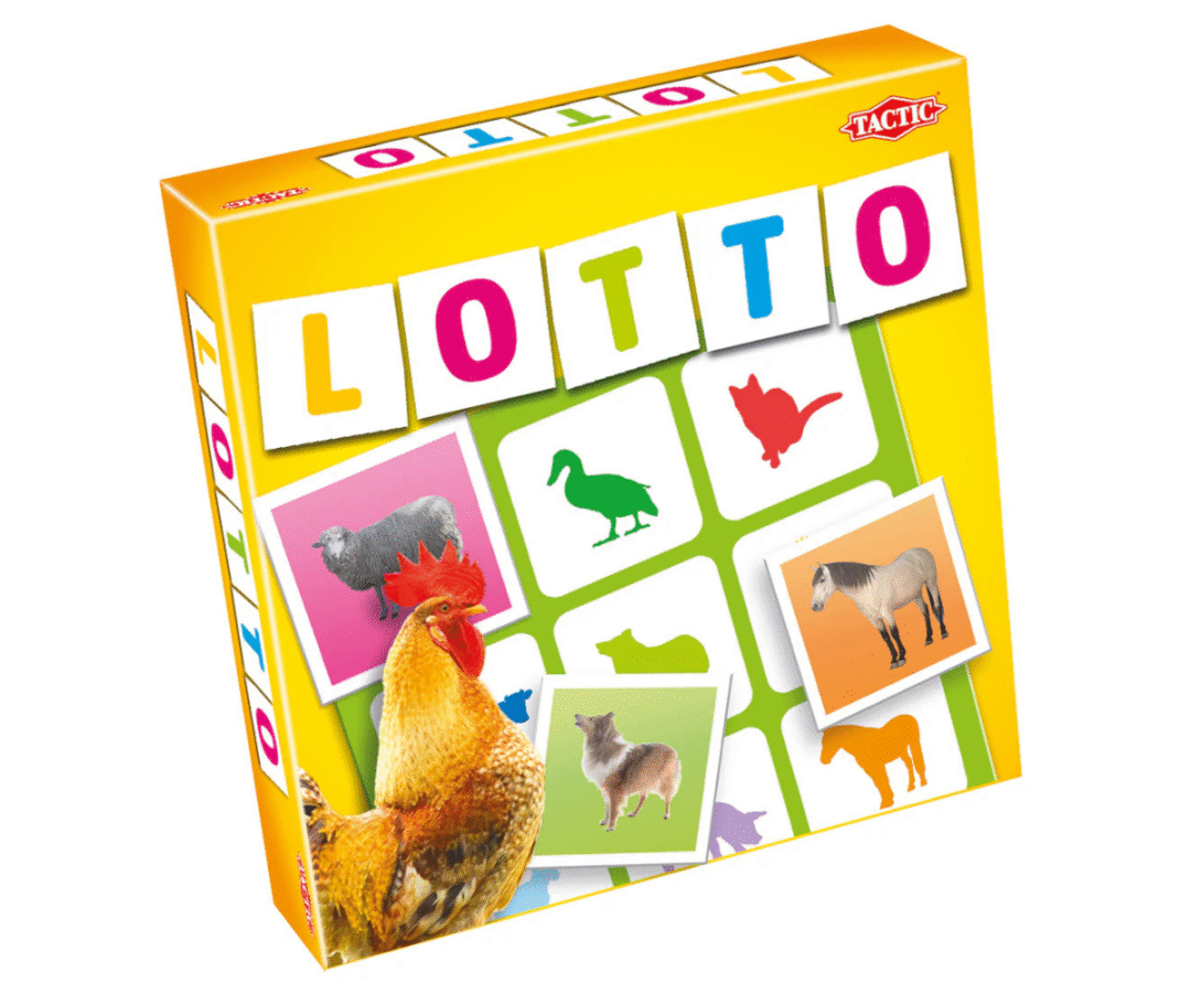 Loto kaartide lähivaade erinevate farmiloomade illustratsioonidega