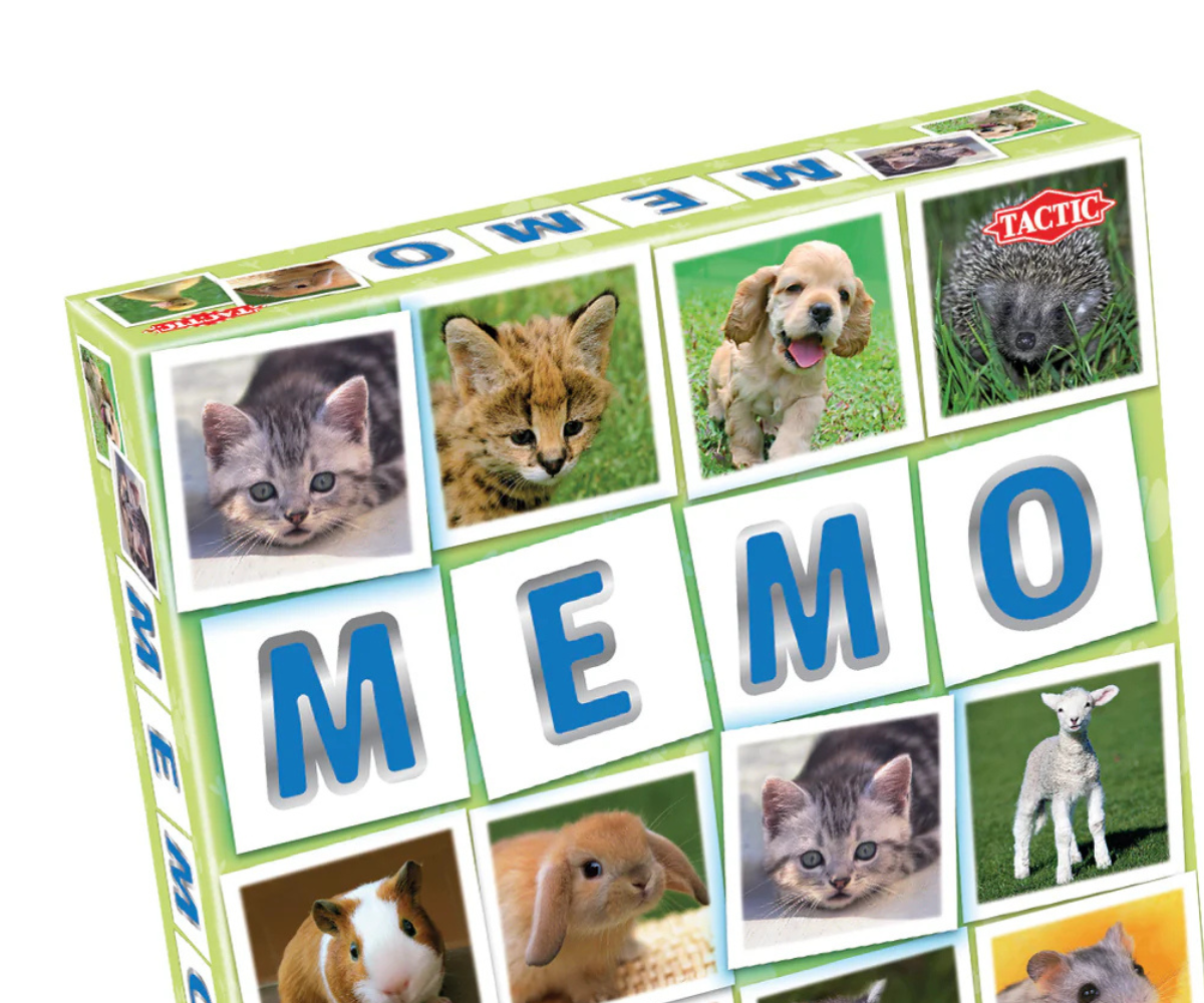 Memo mängu paariskaardid lähivaates, armsate loomatega.