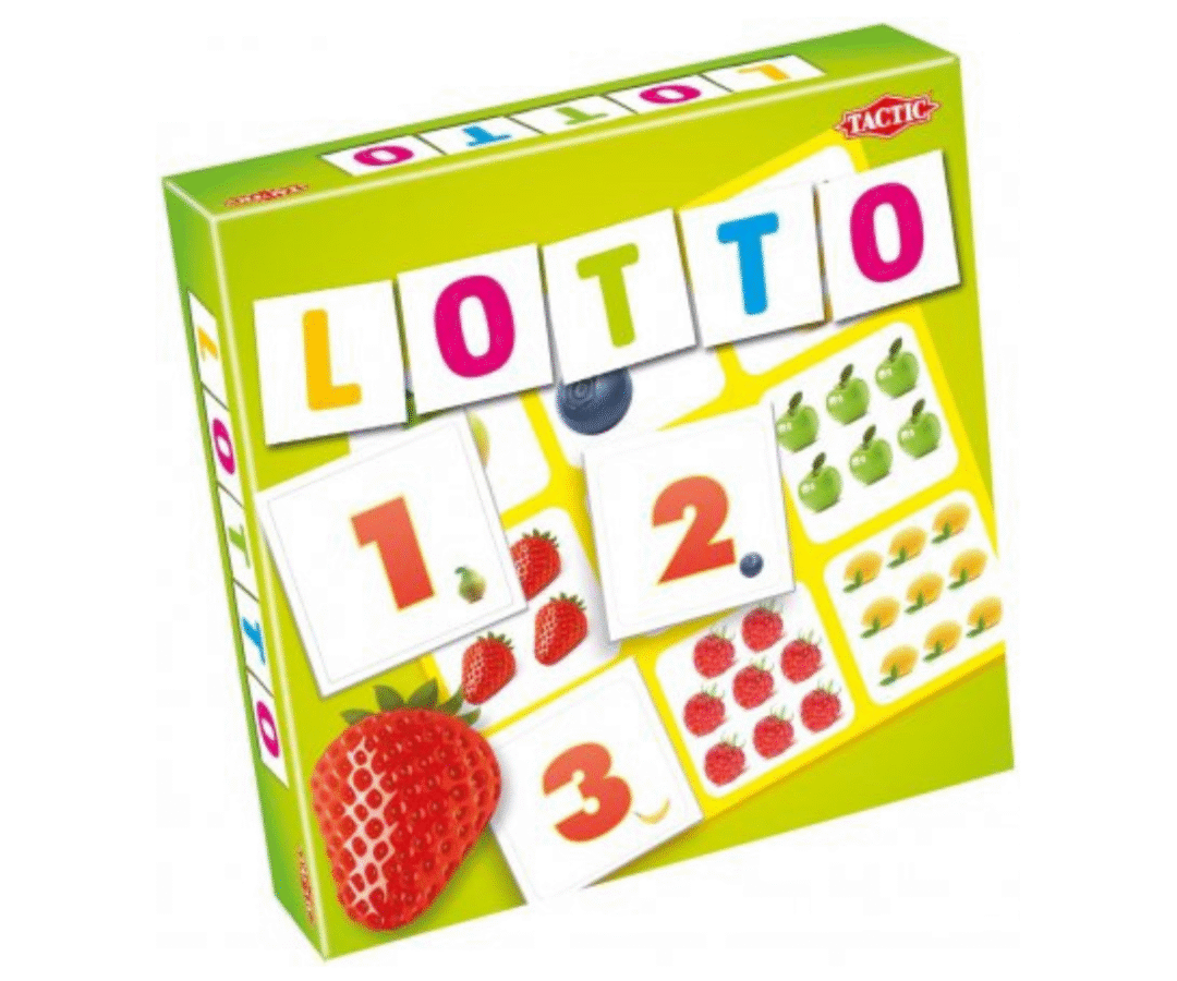 Mängukomplekti kogu sisu: lototahvlid, kaardid ja reeglid laual.