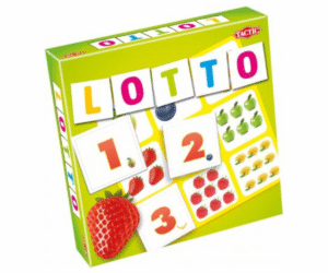 Mängukomplekti kogu sisu: lototahvlid, kaardid ja reeglid laual.