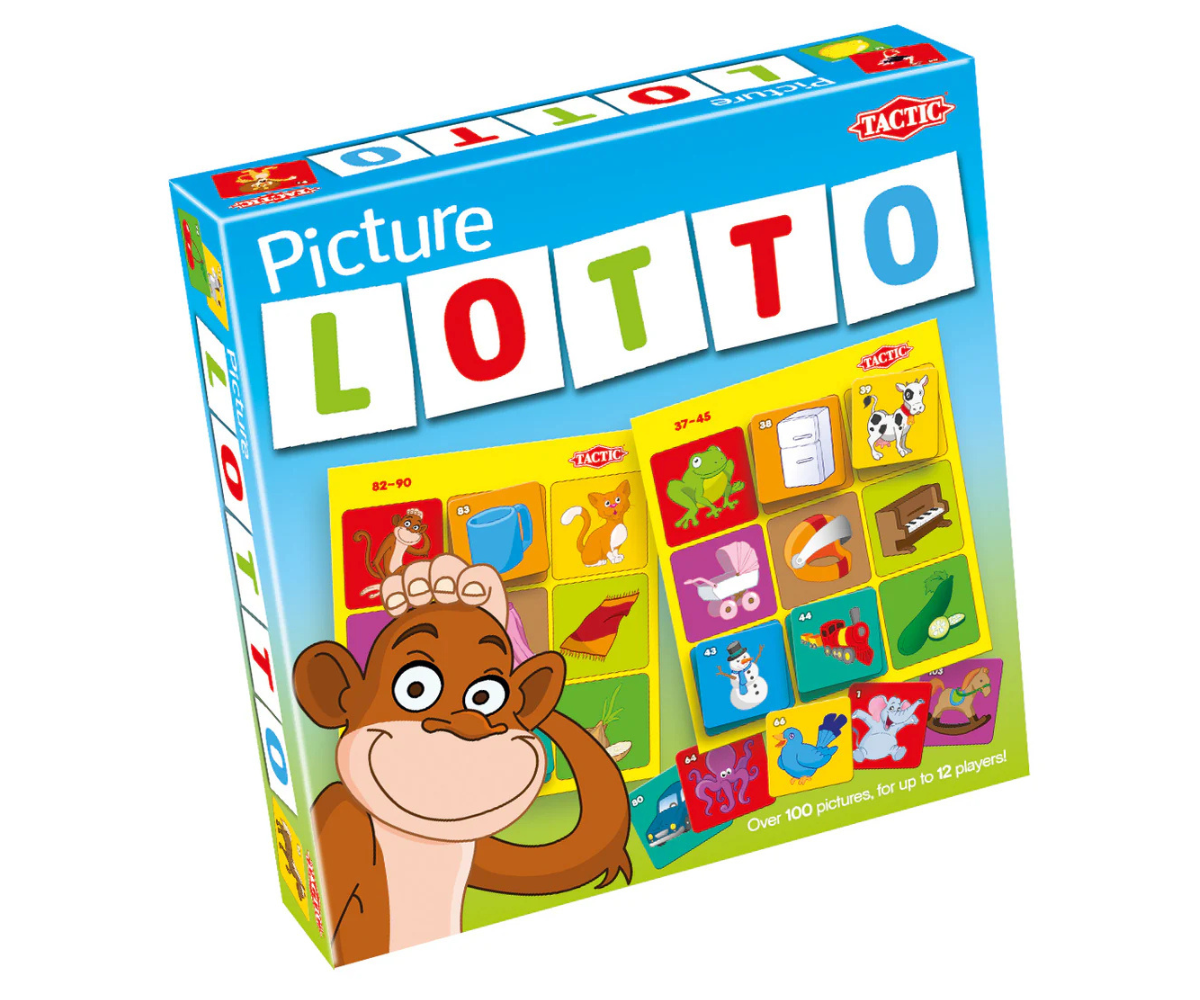 Pildiloto karbi esikülg koos mängu sisuga: tahvlid ja 108 kaarti.