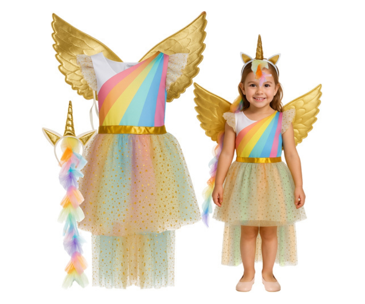 Ükssarviku kostüüm lastele 3-osaline 122–128cm - Kruzzel (6-8a)