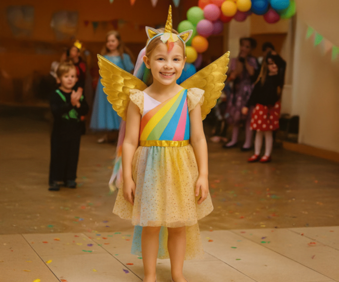 Ükssarviku kostüüm lastele 3-osaline 122–128cm - Kruzzel (6-8a)