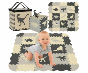 Kruzzel vahtpuslematt dinosaurustega halli ja kollase tooniga