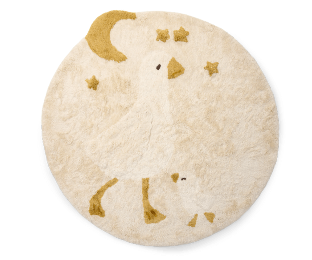 Little Dutch ümmargune lastetoa vaip kahe hane, kuu ja tähtedega