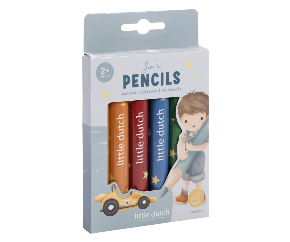Laps joonistamas Little Dutch Jim & Friends värvipliiatsitega
