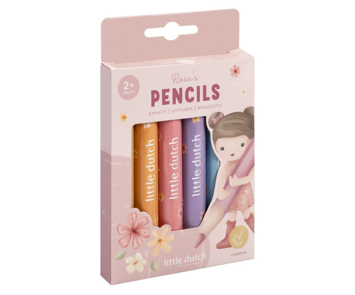 Laps joonistamas Little Dutch Rosa & Friends värvipliiatsitega
