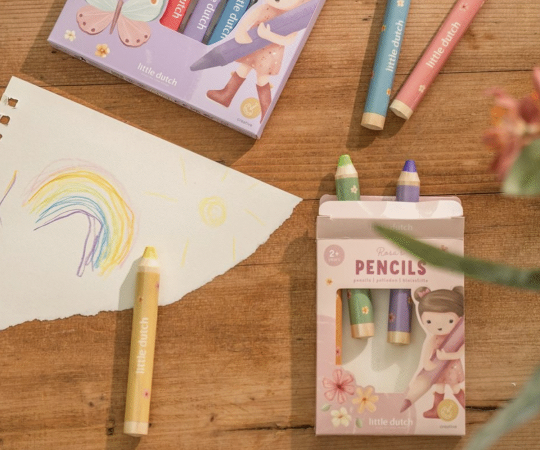 Little Dutch Rosa & Friends värvipliiatsid väikestele kunstnikele loovaks joonistamiseks