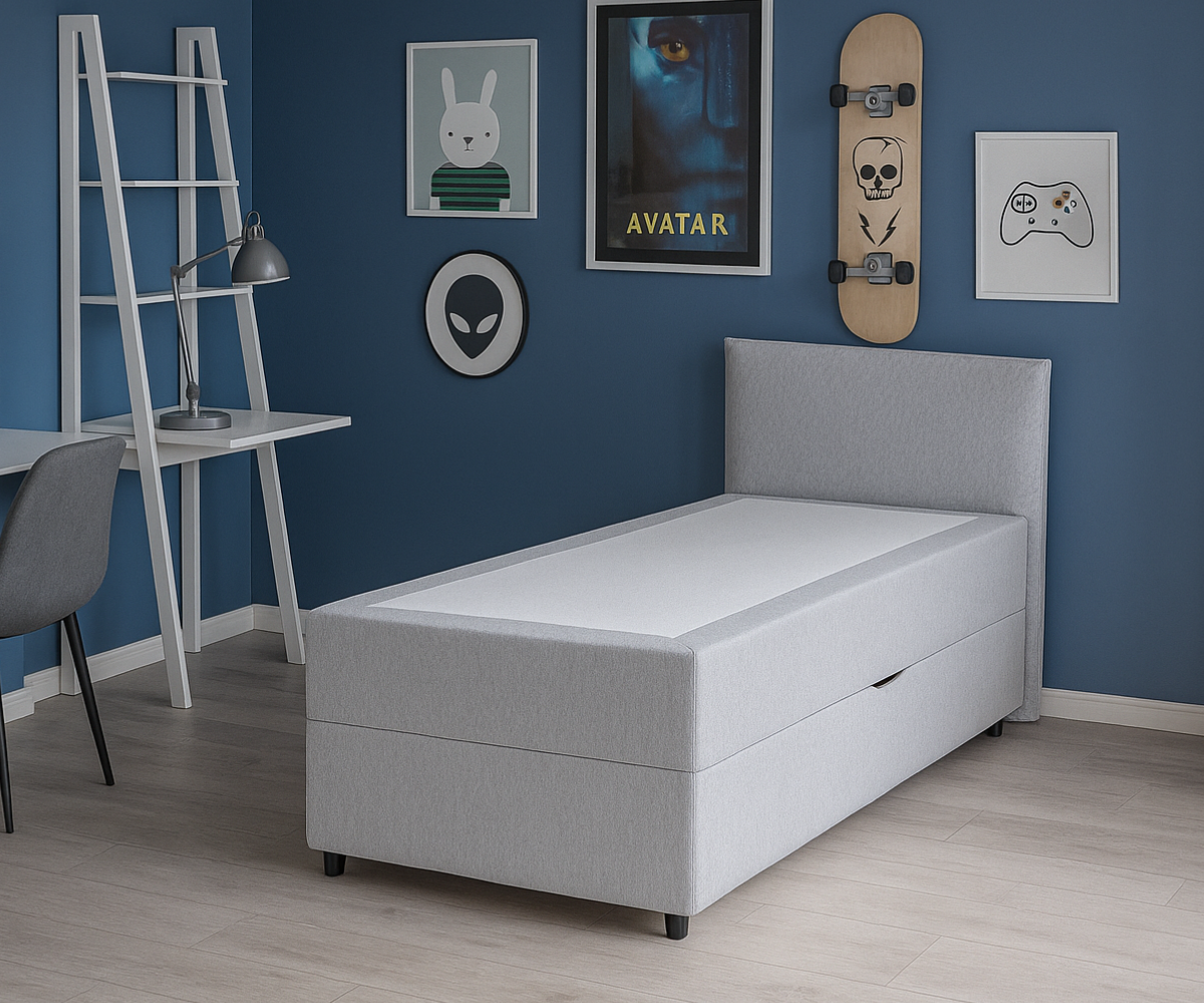 Stiilne ja mugav voodi teismelisele – Blue STORAGE kušett Eesti tootelt Sleepwell