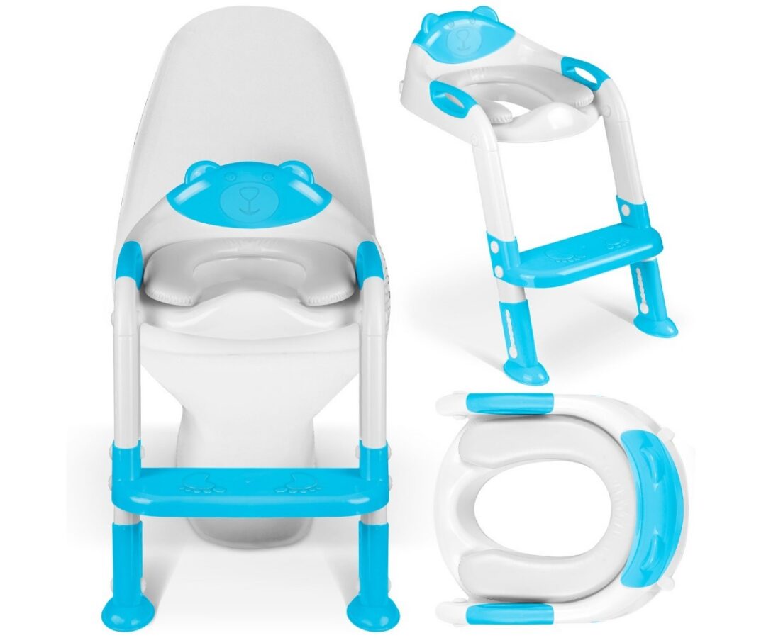 Sinine laste prill-laud trepiga paigaldatuna WC-potile.