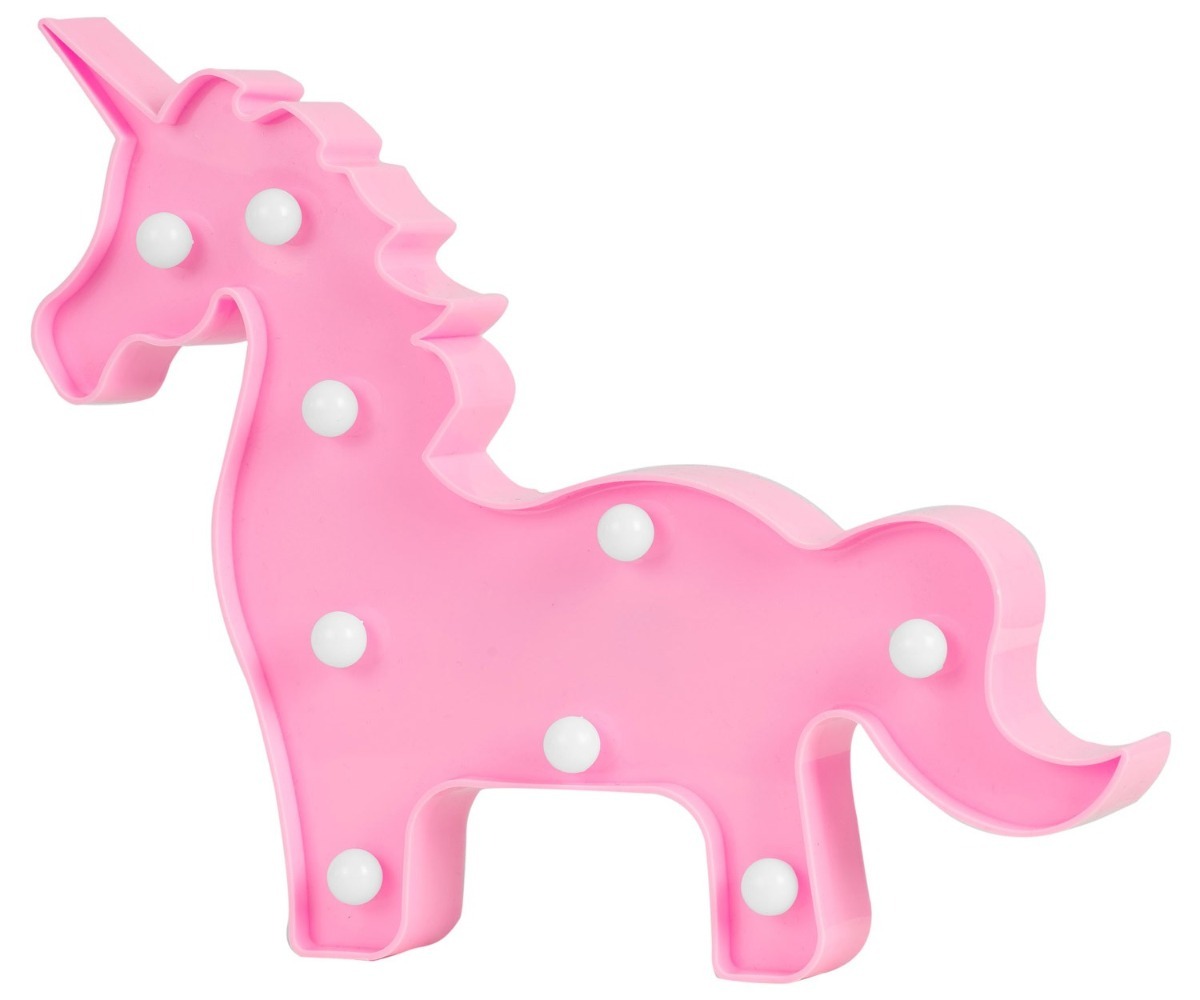 Roosa öölamp Ükssarvik Nukido 740922, valgete tuledega, kaunis magamistoa sisekujunduse element.