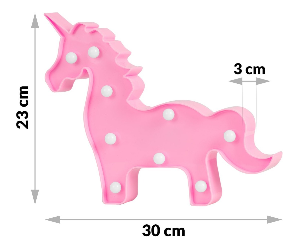 Öölamp Ükssarvik Nukido 740922 mõõtudega 30 cm lai ja 23 cm kõrge.