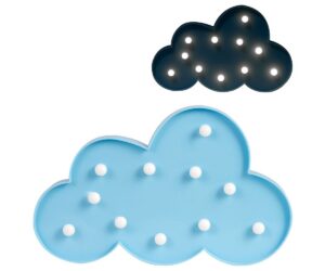 Öölamp Pilv Nukido 740923, sinine ja must pilv, koos valgete LED-tuledega.