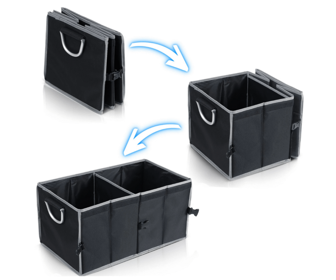 Auto pakiruumi korraldaja kahe sektsiooni ja eemaldatava vaheseinaga